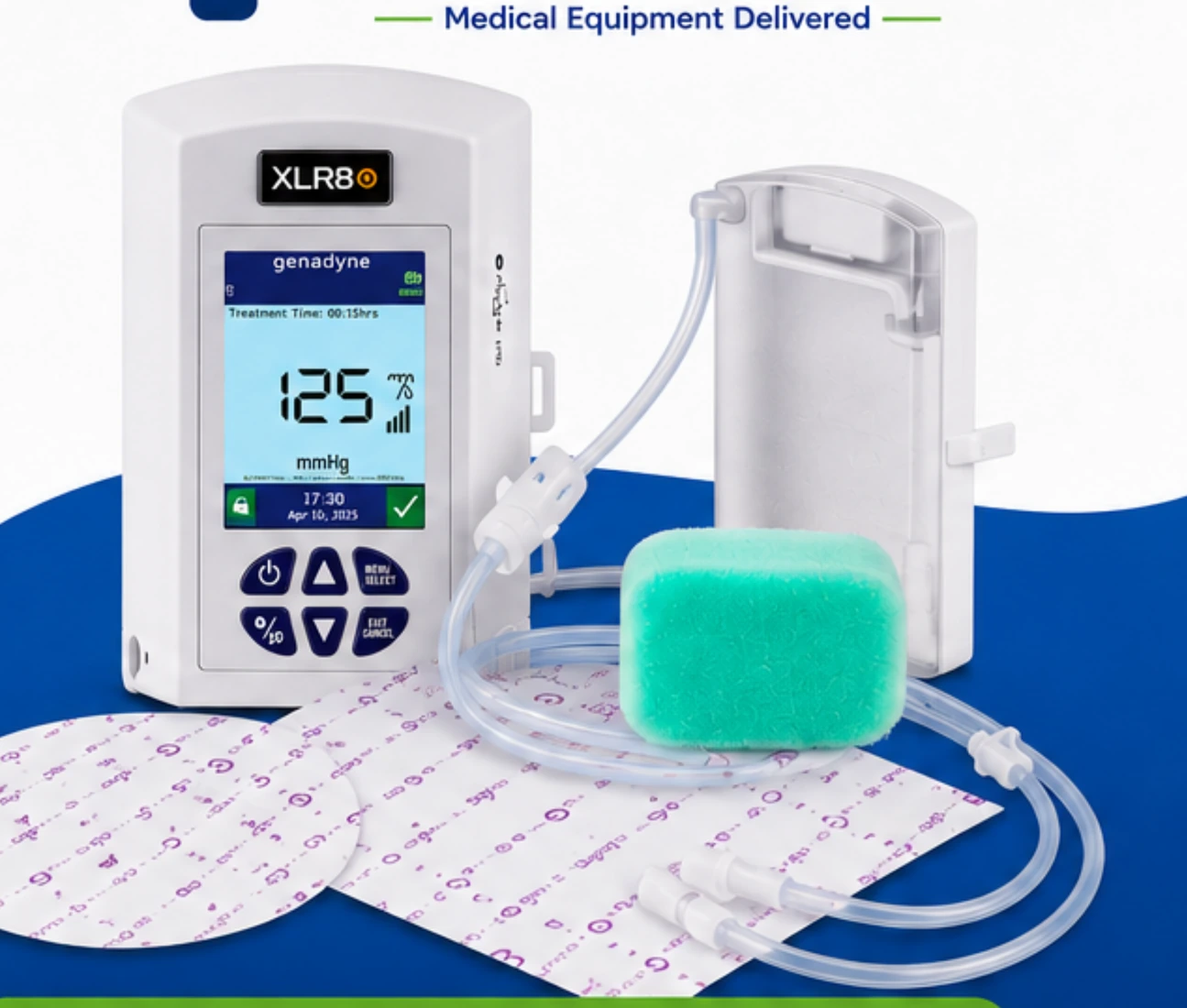 Negative pressure wound therapy device with canister, foam, dressings and tubing